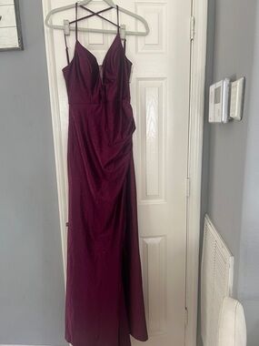 Windsor Deep Plum Sparkle Maxi Dress with Crisscross Straps